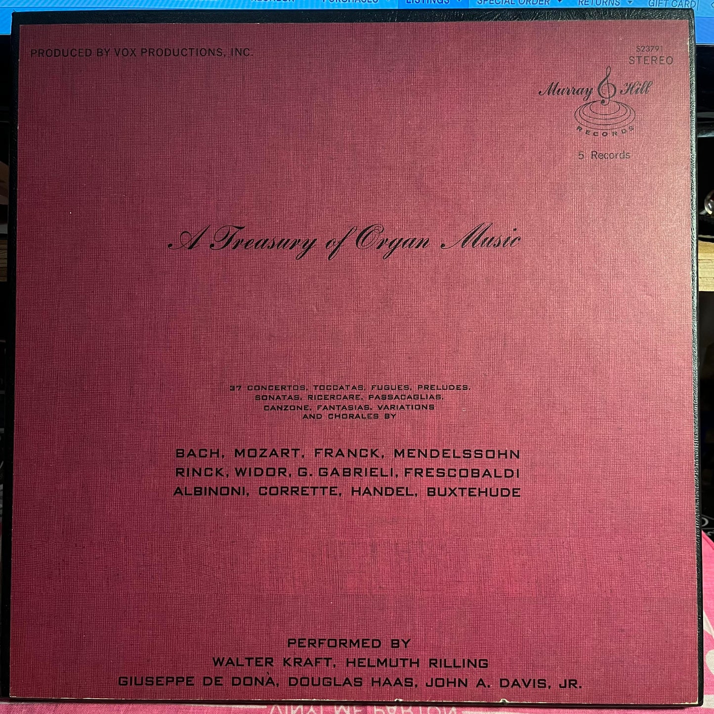 A Treasury Of Organ Music *5XLP BOX* | Near Mint (NM) Excellent (EX)