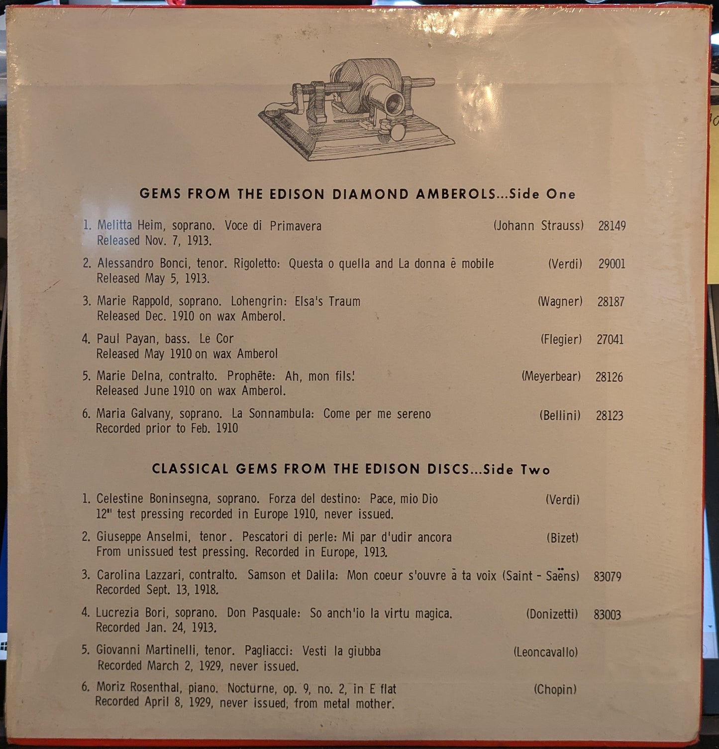 An Edison Memorabilia Of Musical Performances Volume One (VINYL) | Mint (M) Mint (M)- X Vinyl Record