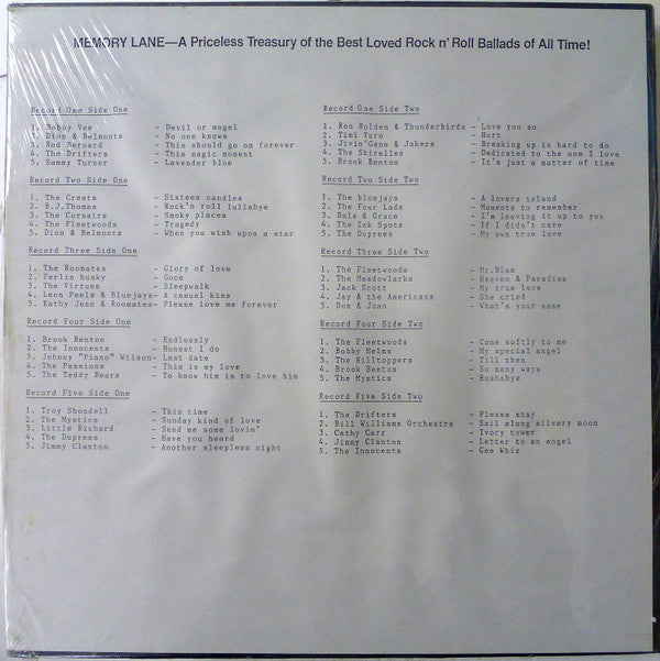 Memory Lane - A Priceless Treasury Of The Best Loved Rock N' Roll Ballads Of All Time! | Mint (M) Mint (M)