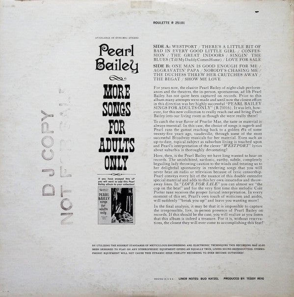 More Songs For Adults Only | Excellent (EX) Very Good Plus (VG+)