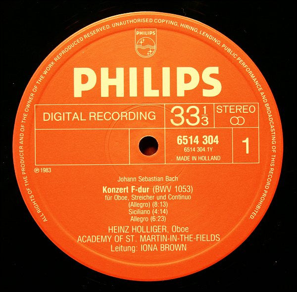 3 Oboe Concertos / 3 Oboenkonzerte (BWV 1053, 1055, 1059) | Near Mint (NM) Near Mint (NM)