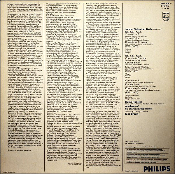 3 Oboe Concertos / 3 Oboenkonzerte (BWV 1053, 1055, 1059) | Near Mint (NM) Near Mint (NM)