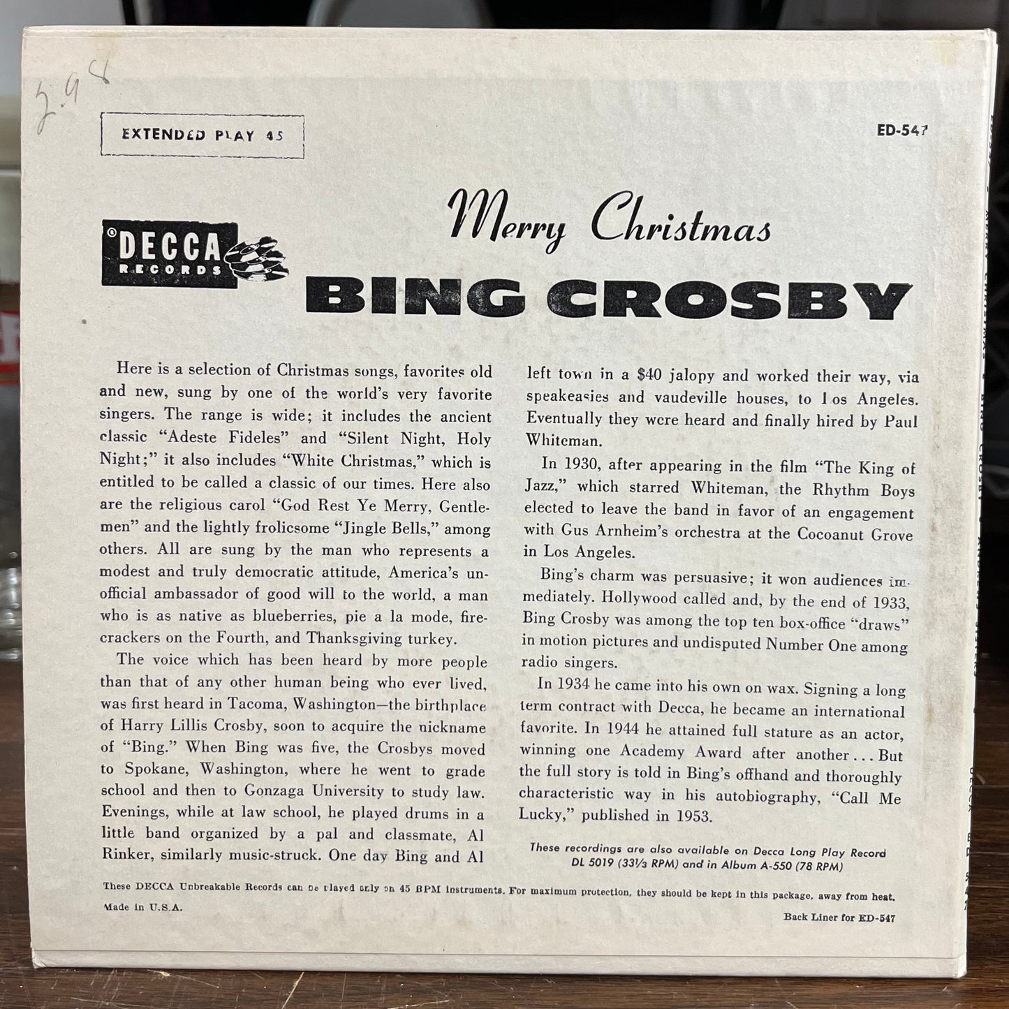 Merry Christmas (2X7" VINYL) | Excellent (EX) Near Mint (NM)