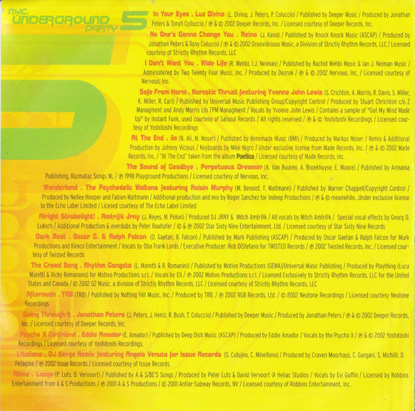 N.Y.C. Underground Party Vol. 5 (2xCD) | Near Mint (NM) Near Mint (NM)