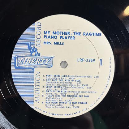 My Mother-The Ragtime Piano Player (VINYL) *PROMO* | Excellent+ (EX+) Excellent+ (EX+)