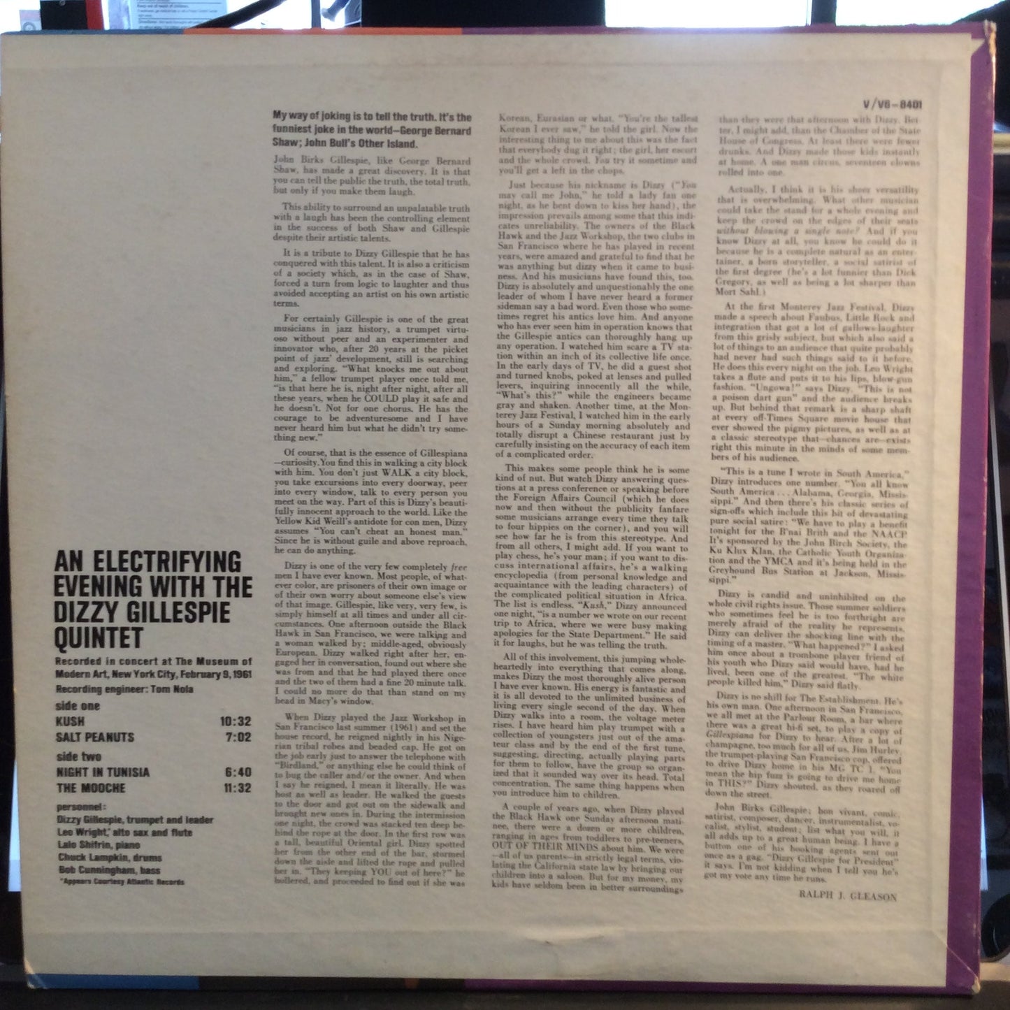 An Electrifying Evening With The Dizzy Gillespie Quintet (VINYL) | Excellent (EX) Excellent (EX)- X Vinyl Record