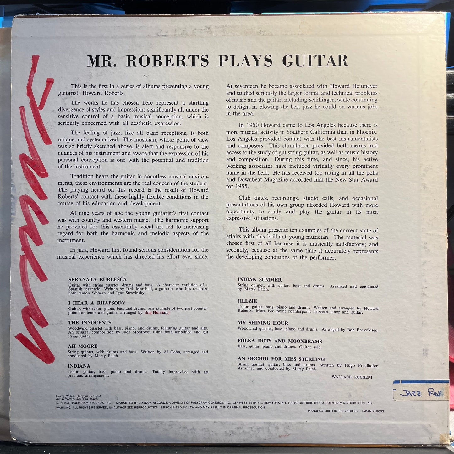 Mr. Roberts Plays Guitar *JAPAN* | Very Good Plus (VG+) Very Good Plus (VG+)