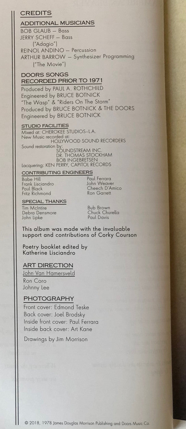 Jim Morrison, The Doors An American Prayer - Music By The Doors Elektra LP, Album, RE, RM, Gat Mint (M) Mint (M)