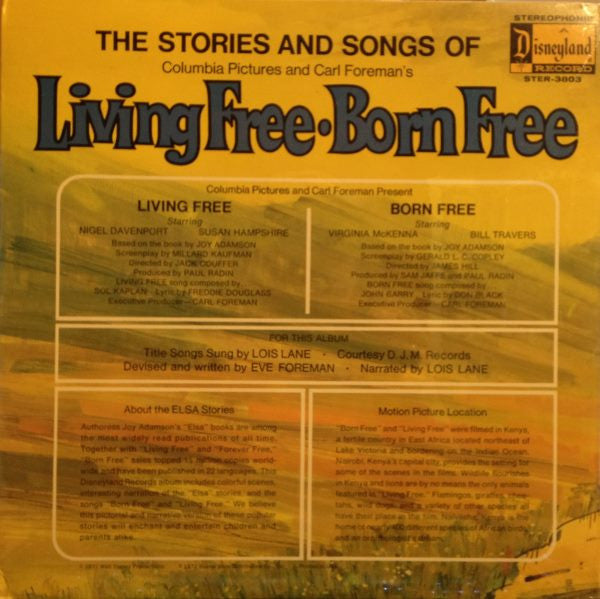 The Story And Songs Of Living Free Born Free | Near Mint (NM) Very Good (VG)