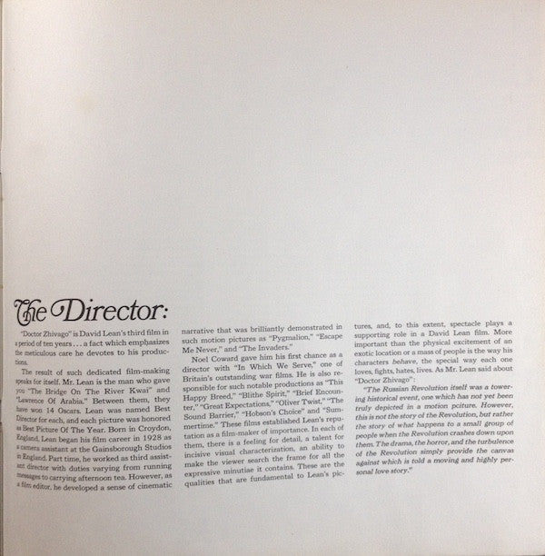 Doctor Zhivago (Original Sound Track Album) | Near Mint (NM) Near Mint (NM)