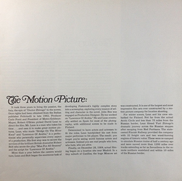 Doctor Zhivago (Original Sound Track Album) | Near Mint (NM) Near Mint (NM)