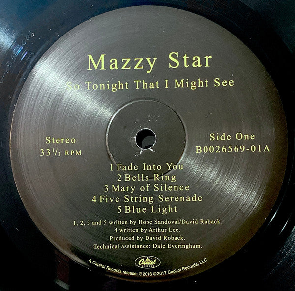 Mazzy Star So Tonight That I Might See Capitol Records LP, Album, RE Mint (M) Mint (M)- X Vinyl Record