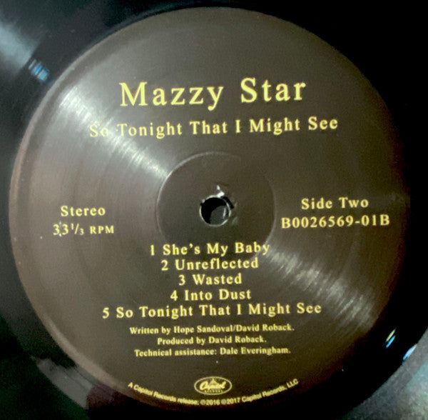 Mazzy Star So Tonight That I Might See Capitol Records LP, Album, RE Mint (M) Mint (M)- X Vinyl Record