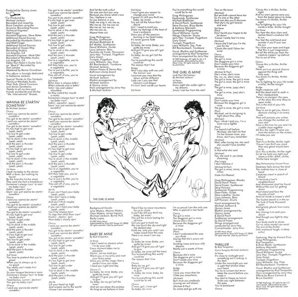 Michael Jackson Thriller Epic, MJJ Productions LP, Album, RE, RP Mint (M) Mint (M)