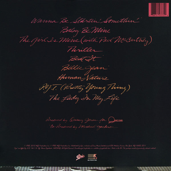 Michael Jackson Thriller Epic, MJJ Productions LP, Album, RE, RP Mint (M) Mint (M)