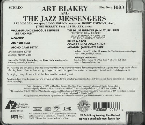 Moanin' (SACD) | Near Mint (NM or M-) Near Mint (NM or M-)