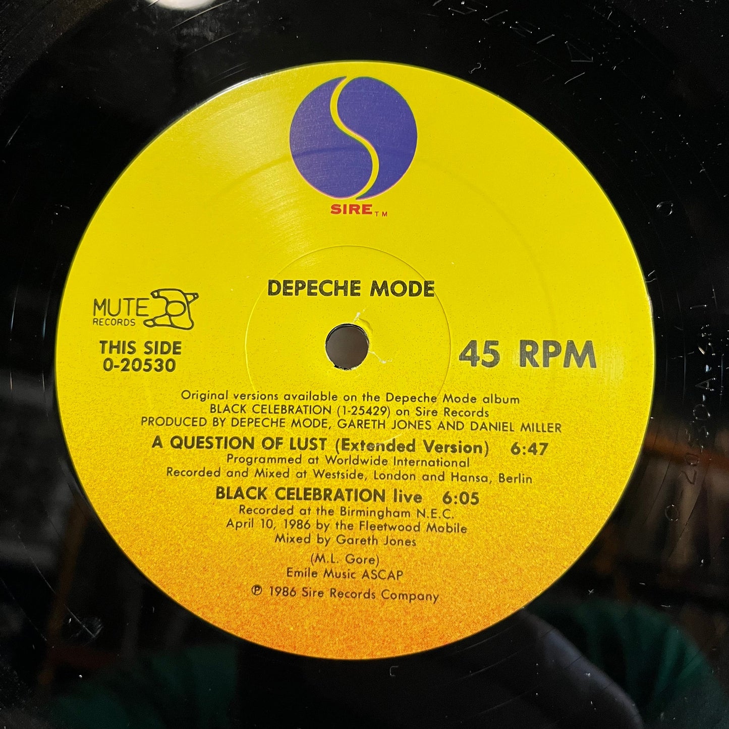 A Question Of Time / A Question Of Lust (PROMO VINYL) | Near Mint (NM or M-) Near Mint (NM or M-)