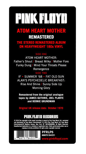 Pink Floyd Atom Heart Mother Pink Floyd Records LP, Album, RE, RM, 180 Mint (M) Mint (M)