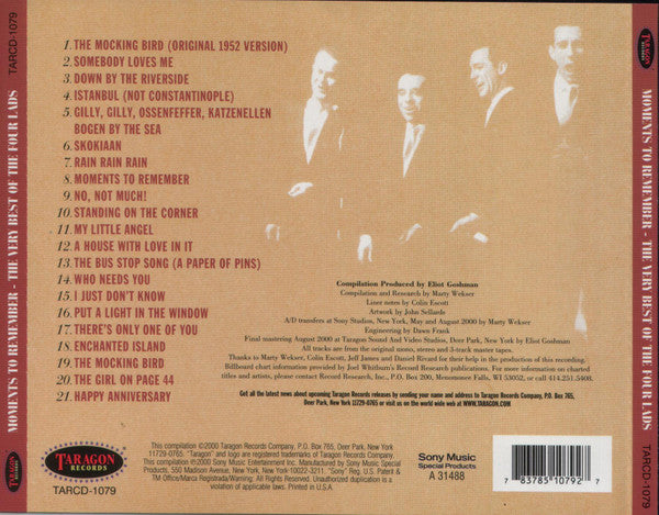 Moments To Remember - The Very Best Of The Four Lads *CD* | Mint (M) Mint (M)