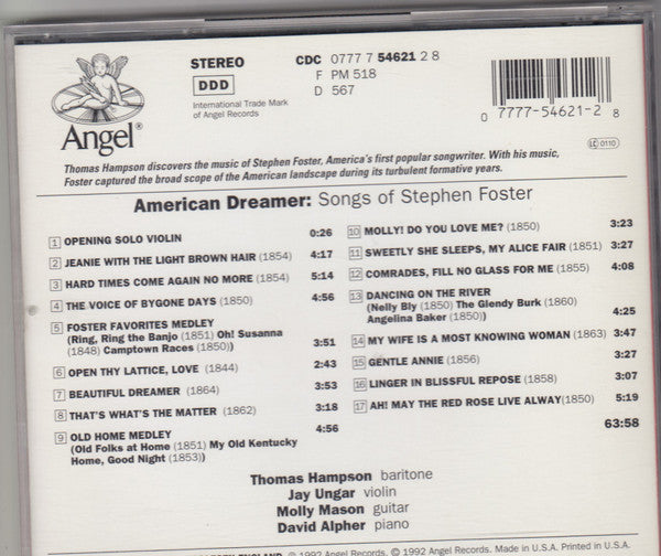 American Dreamer: Songs of Stephen Foster (CD) | Near Mint (NM) Near Mint (NM)- X Vinyl Record