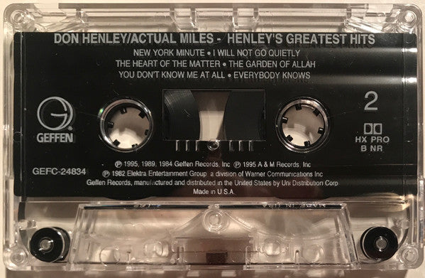 Actual Miles (Henley's Greatest Hits) *CASSETTE* | Near Mint (NM) Near Mint (NM)