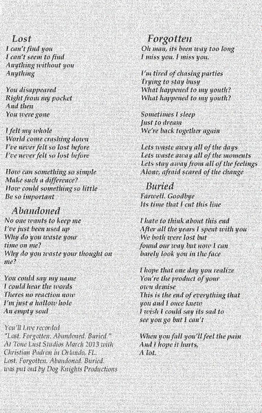 Lost. Forgotten. Abandoned. Buried (HALF CLEAR/HALF ORANGE VINYL 7") | Mint (M) Mint (M)