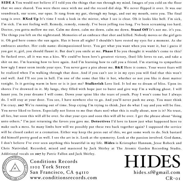 Hides (WHITE VINYL 7") | Mint (M) Mint (M)