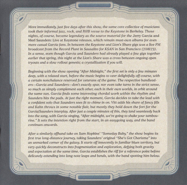 GarciaLive Volume Six (July 5th 1973, Lion's Share) (CD) | Mint (M) Mint (M)