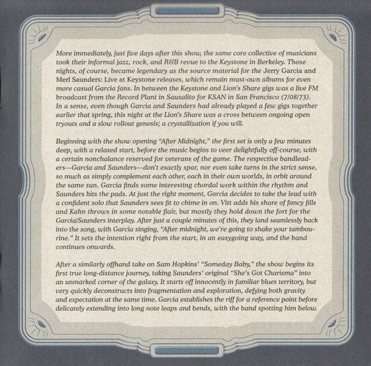 GarciaLive Volume Six (July 5th 1973, Lion's Share) (CD) | Mint (M) Mint (M)