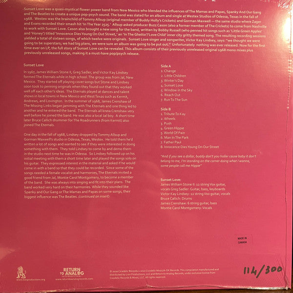 Sunset Love (VINYL) | Mint (M) Mint (M)- X Vinyl Record