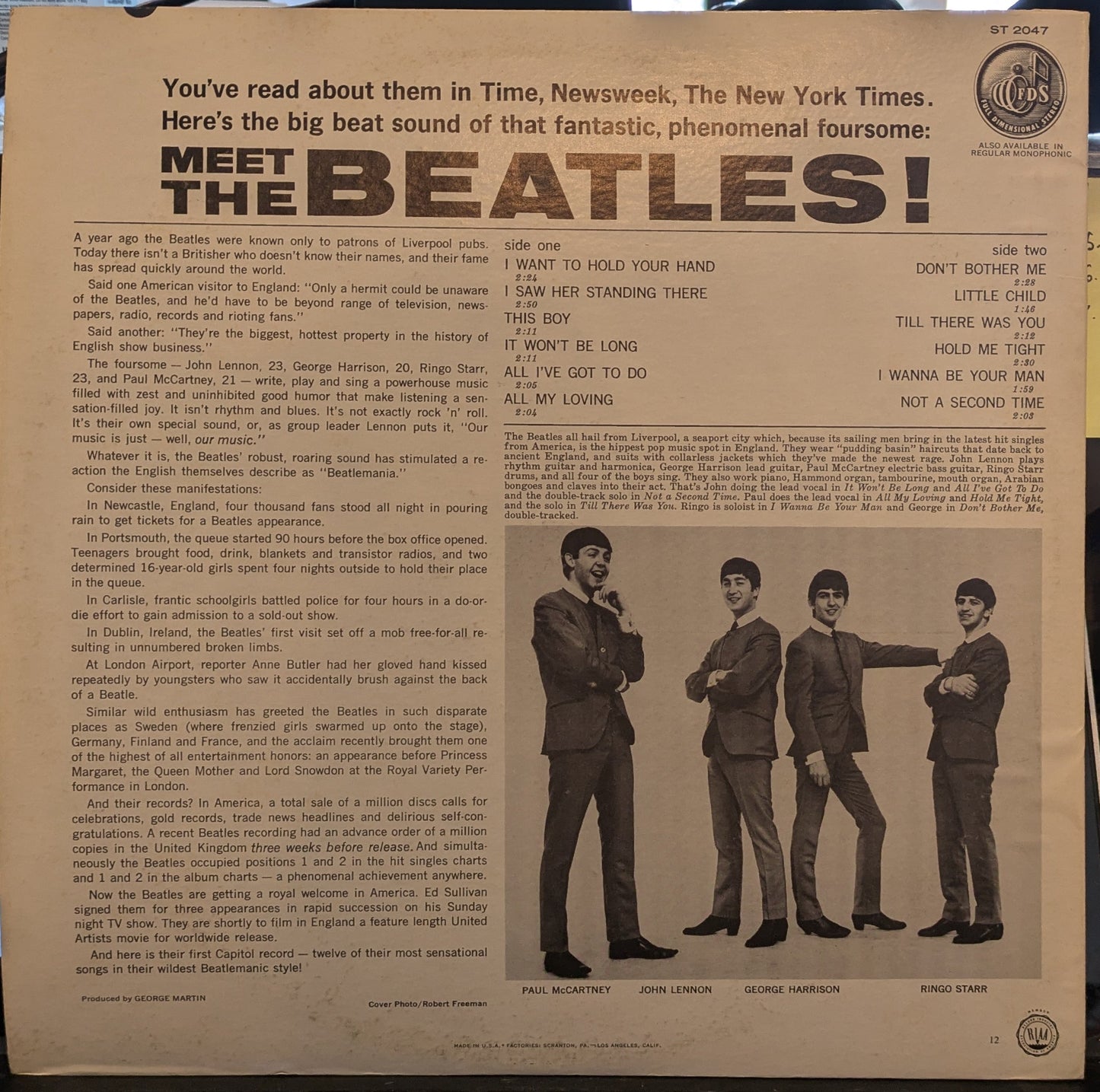 Meet The Beatles! (VINYL)(WINCHESTER REISSUE) | Near Mint (NM) Excellent+ (EX+)- X Vinyl Record