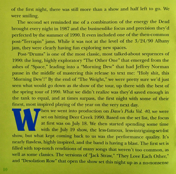 Dave's Picks, Volume 40 (3xCD)(Deer Creek Music Center, Noblesville, IN • 7/18-19/90 | Mint (M) Near Mint (NM)