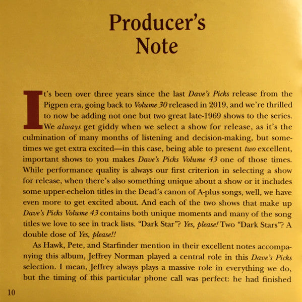 Dave's Picks, Volume 43 (3xCD)(San Francisco, 11/2/69 • Dallas, 12/26/69) | Mint (M) Near Mint (NM)