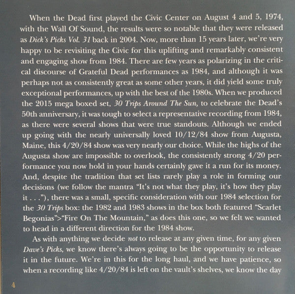 Dave's Picks, Volume 35 (3xCD)(Philadelphia Civic Center, Philadelphia, PA • 4/20/84) | Mint (M) Near Mint (NM)