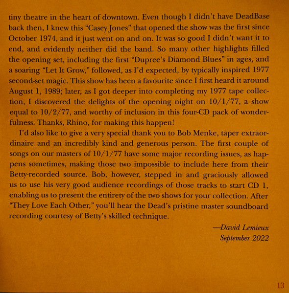 Dave's Picks, Volume 45 (4xCD)(Paramount Theatre, Portland, OR • 10/1-2/77) | Mint (M) Near Mint (NM)