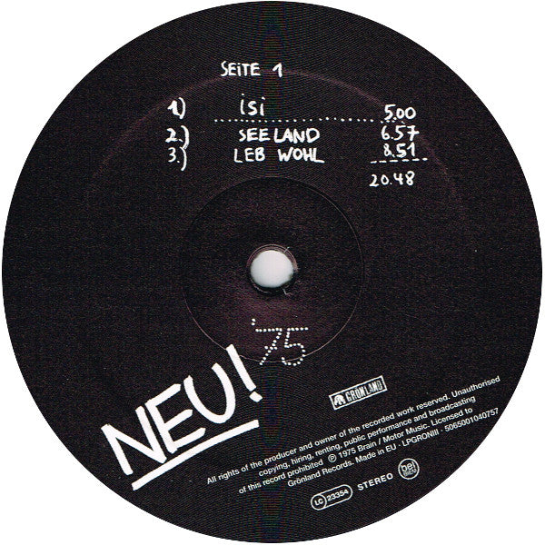 Neu! '75 (VINYL) | Mint (M) Mint (M)