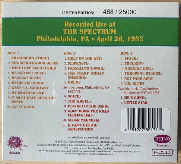 Dave's Picks, Volume 39 (3xCD)(The Spectrum, Philadelphia, PA • 4/26/83) | Mint (M) Near Mint (NM)