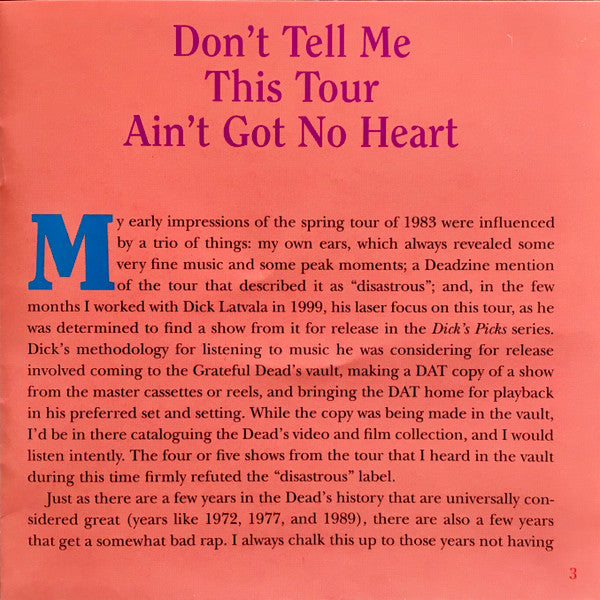 Dave's Picks, Volume 39 (3xCD)(The Spectrum, Philadelphia, PA • 4/26/83) | Mint (M) Near Mint (NM)