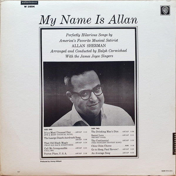 My Name Is Allan: Allan Sherman Sings Great Movie Hits & Songs From The Cutting Room Floor (VINYL) | Mint (M) Near Mint (NM)