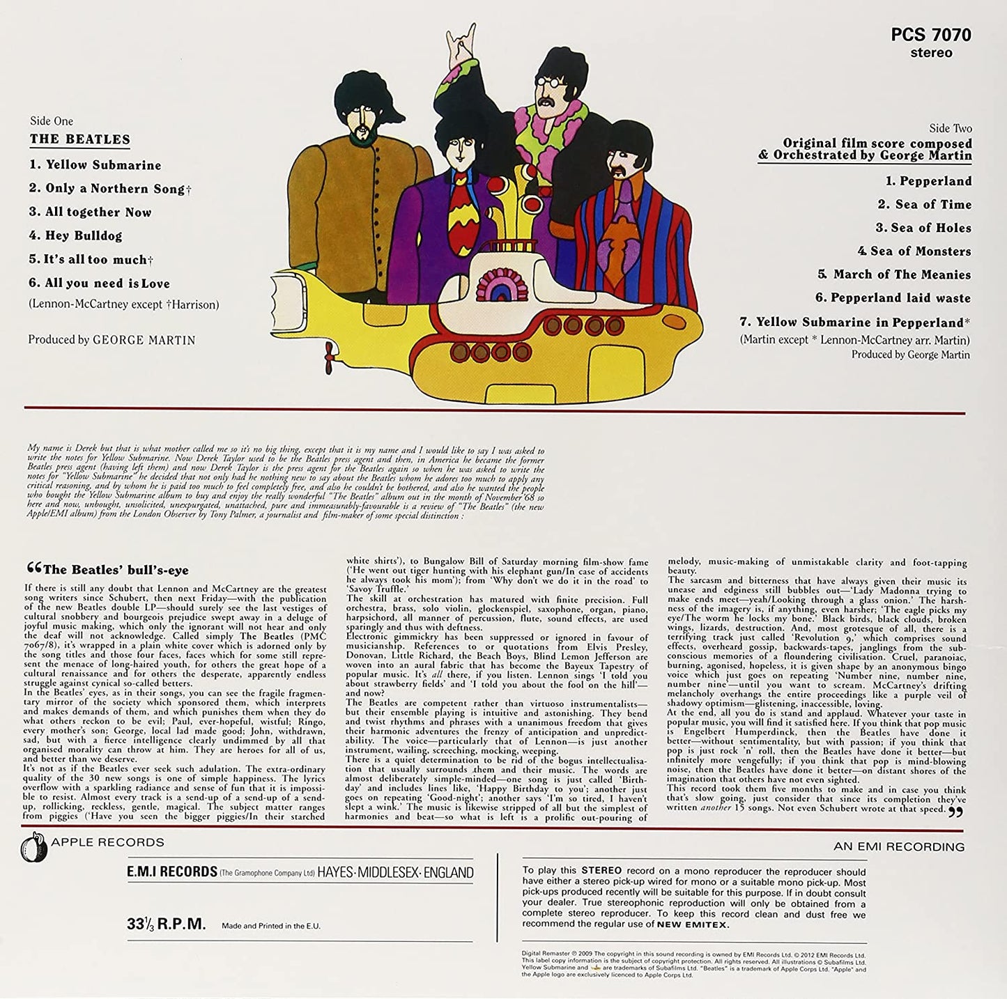 Yellow Submarine (180 Gram Vinyl, Remastered, Reissue) | Mint (M) Mint (M)- X Vinyl Record