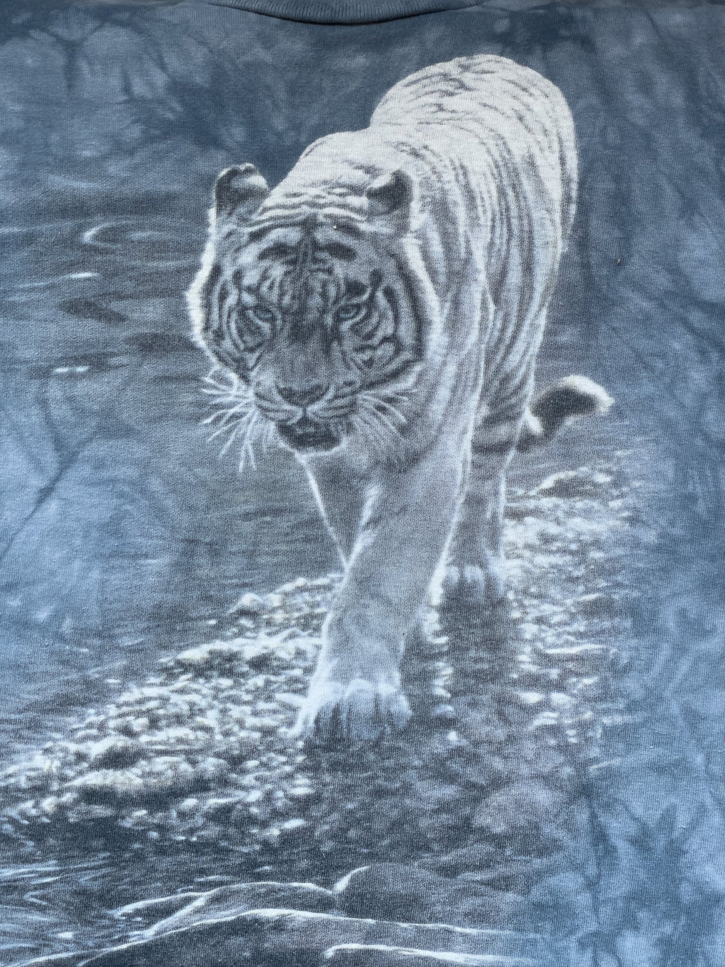 2004 White Tiger Nature Tie Dye Shirt | Men's 100% Cotton L Short Sleeve T-Shirt |