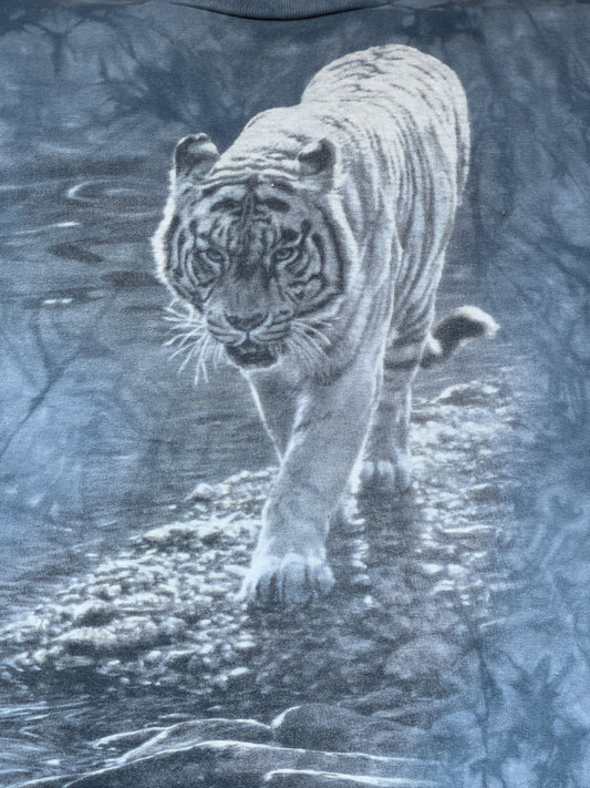 2004 White Tiger Nature Tie Dye Shirt | Men's 100% Cotton L Short Sleeve T-Shirt |