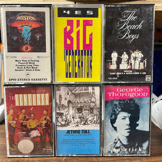 6 CASSETTE LOT / BOSTON / YES / BEACH BOYS / VENTURES / JETHRO TULL / GEORGE THOROGOOD | Very Good Plus (VG+) Very Good Plus (VG+)