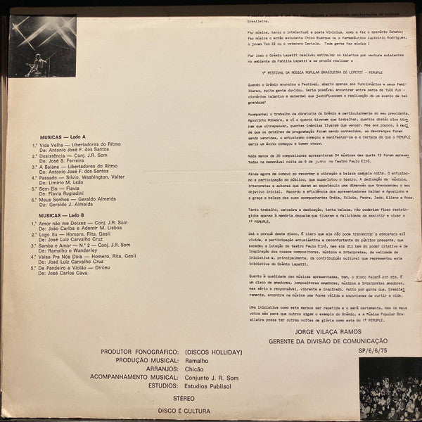 1º Festival Da Música Popular Dos Laboratórios Lepetit "Femuple" | Very Good (VG) Very Good Plus (VG+)