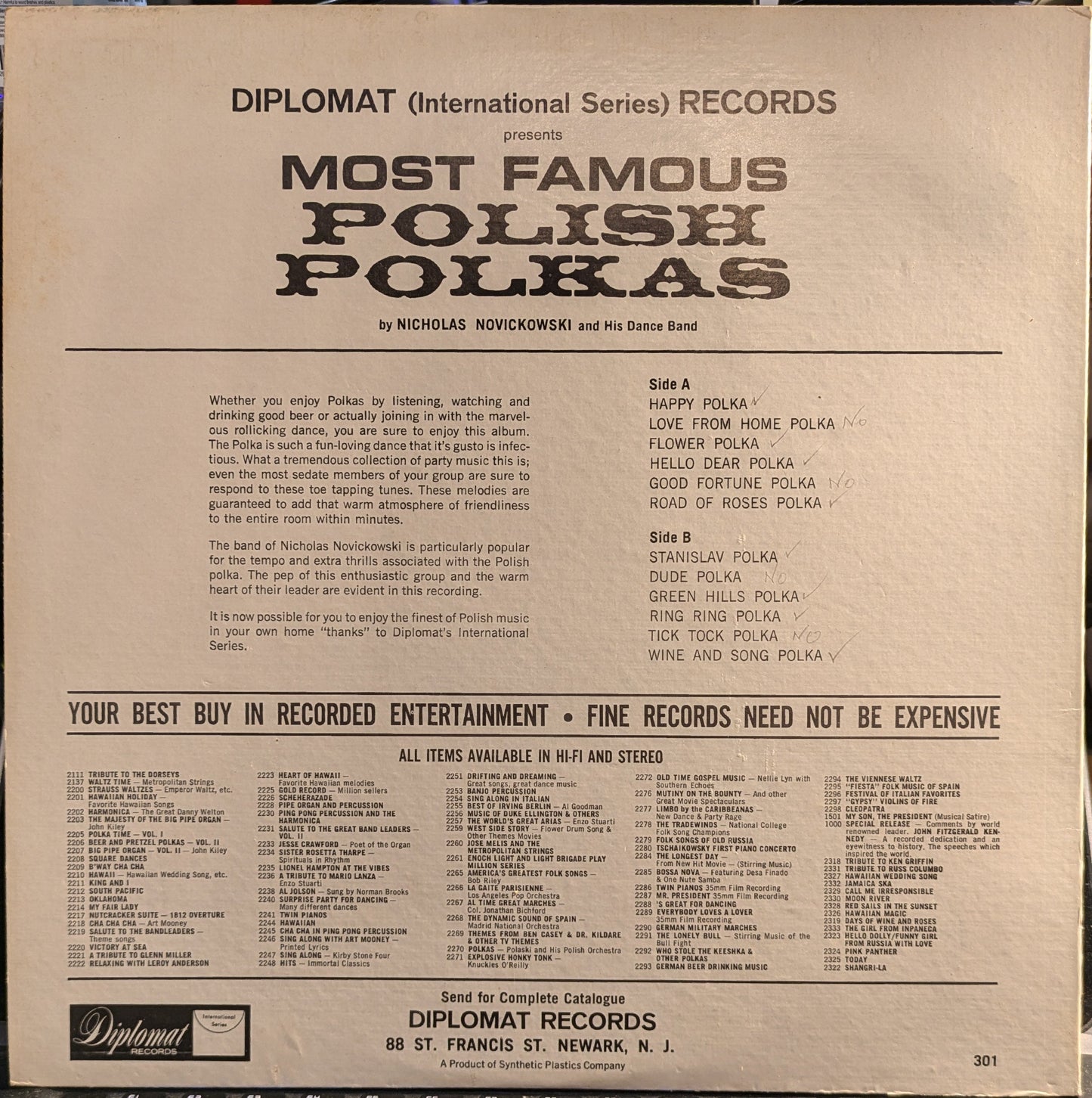 Most Famous Polish Polkas By Nicholas Novickowski And His Dance Band | Very Good Plus (VG+) Very Good Plus (VG+)